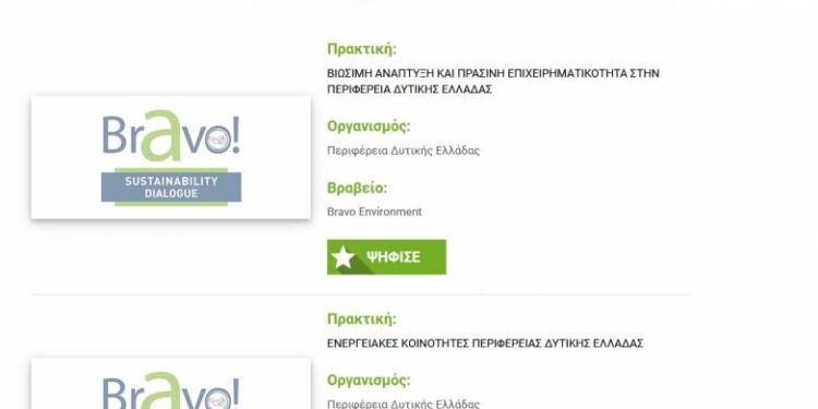 Περιφέρεια Δυτ. Ελλάδος: Υποψηφιότητα με 2 πρωτοβουλίες στα βραβεία BRAVO AWARDS 2022 – Λάβετε μέρος στην ψηφοφορία