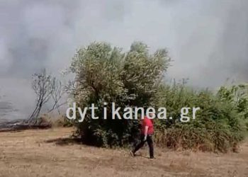 Φωτιά στα Χαρμπιλέικα Ωλενίας – Ισχυρές δυνάμεις της Πυροσβεστικής με εθελοντές στο σημείο – Στη “μάχη” και ένα ελικόπτερο – ΦΩΤΟ