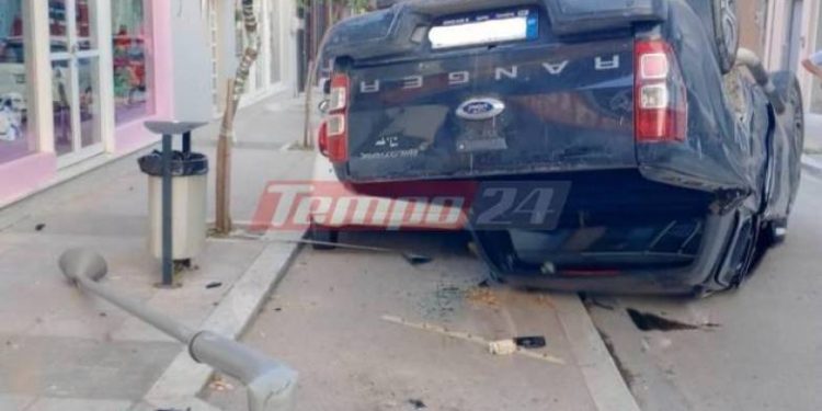Σφοδρή σύγκρουση στην Κάτω Αχαΐα – Αυτοκίνητο ήρθε τούμπα (ΦΩΤΟ)