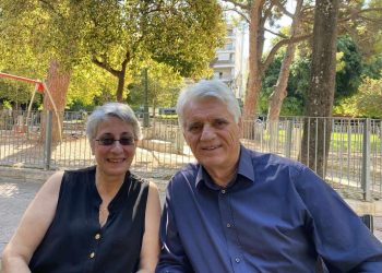 Η Έντζη Σταματάκη μαζί με το Σπύρο Μυλωνά στις εκλογές