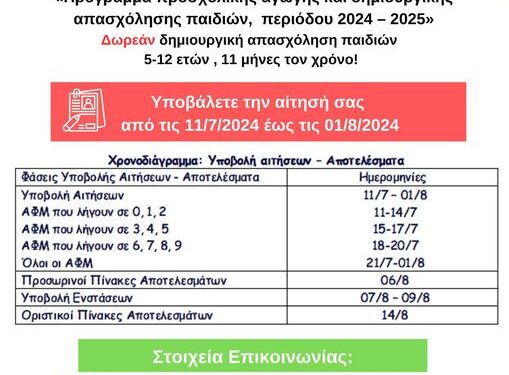 Άρχισαν οι αιτήσεις για τα ΚΔΑΠ του Δήμου Δυτικής Αχαΐας
