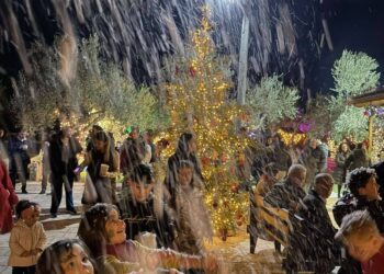 Ο Άη Βασίλης πήγε στο Γομοστό και έφερε δώρα, γλυκά και … χιόνι! ΦΩΤΟ