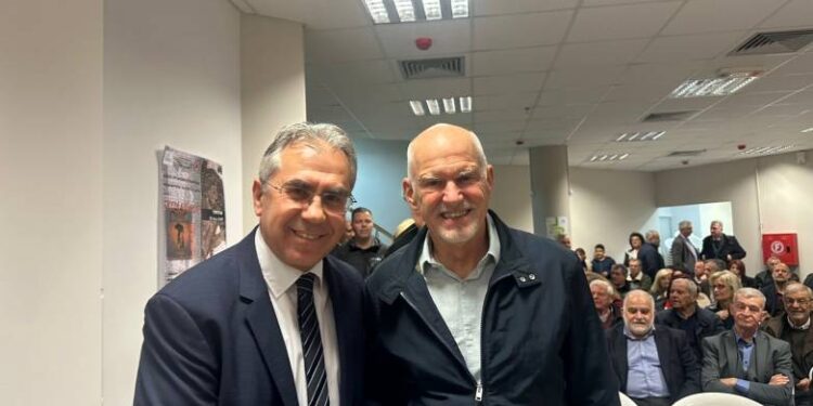 Ο Γιώργος Α. Παπανδρέου στην κοπή της Πρωτοχρονιάτικης Πίτας του Δήμου Ερυμάνθου