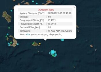 Δυνατός σεισμός 4,9 Ρίχτερ στην Ανάφη
