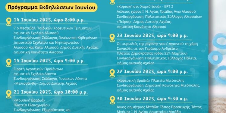 Δυτική Αχαΐα – Πολιτιστικό Καλοκαίρι 2025: Το πρόγραμμα του Ιουνίου