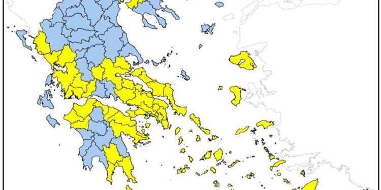 Σε “κίτρινο συναγερμό” για φωτιά σήμερα και οι τρεις νομοί στη Δυτική Ελλάδα!